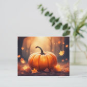 Herbstpumpen mit Herbstlauben Illustration Postkarte (Stehend Vorderseite)