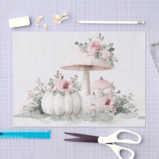 Herbstpumpen, Pilze und Blume fallen Entfallen Seidenpapier (Handwerk)