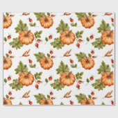 Herbstpumpen, rote Berries und Blätter Geschenkpapier (Flach)