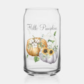 Herbstpumpen Sonnenblumen und Baumwolle Blume Dosenglas (Vorderseite)