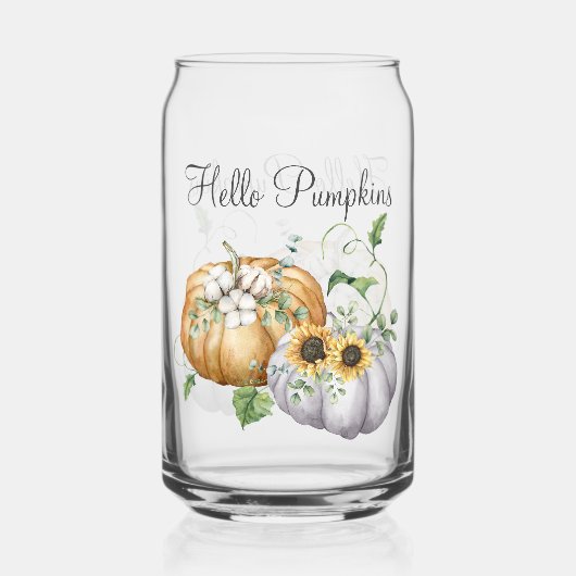 Herbstpumpen Sonnenblumen und Baumwolle Blume Dosenglas (Rückseite)