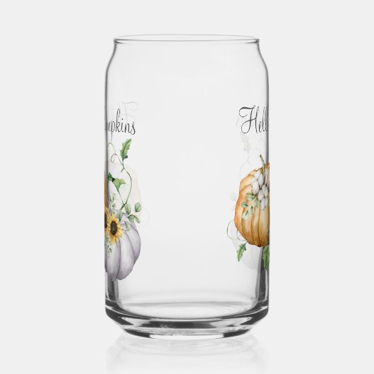 Herbstpumpen Sonnenblumen und Baumwolle Blume Dosenglas (Links)