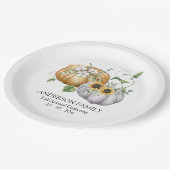 Herbstpumpen Sonnenblumen und Baumwolle Blume Pappteller (Schrägansicht)