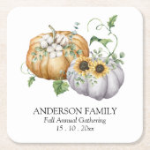 Herbstpumpen Sonnenblumen und Baumwolle Blume Rechteckiger Pappuntersetzer (Vorderseite)