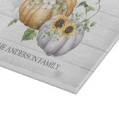 Herbstpumpen Sonnenblumen und Baumwolle Blume Schneidebrett (Ecke)