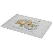 Herbstpumpen Sonnenblumen und Baumwolle Blume Schneidebrett (Ecke)