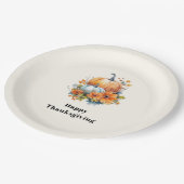 Herbstpumpen und Blume Erntedank Pappteller (Schrägansicht)