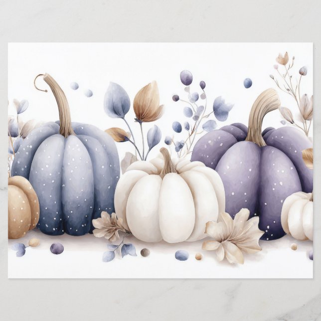 Herbstpumpen und Blume fallen Scapbook Paper (Vorderseite)