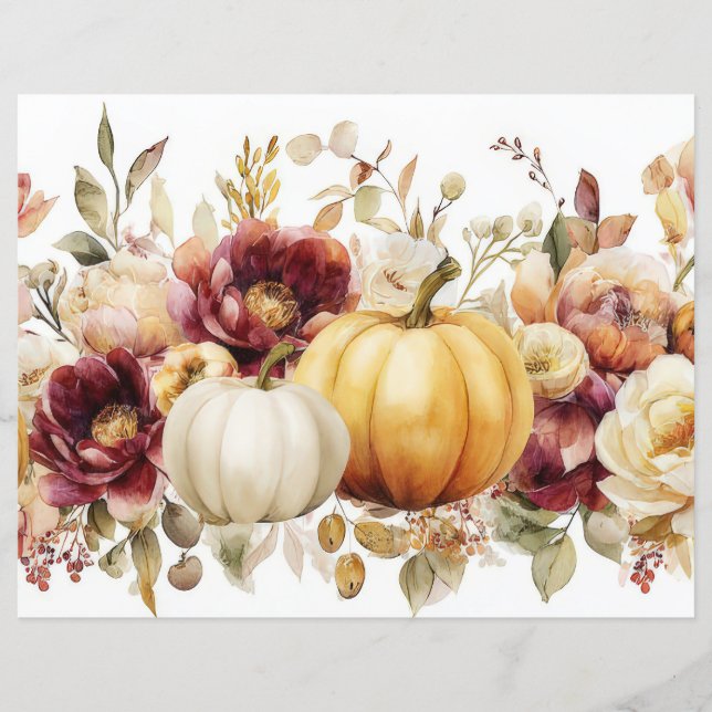 Herbstpumpen und Blume fallen Scapbook Paper (Vorderseite)