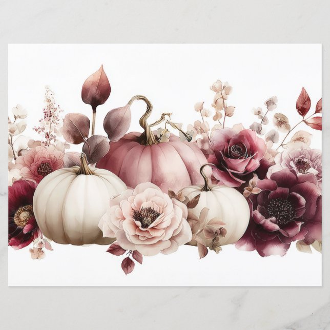 Herbstpumpen und Blume fallen Scapbook Paper (Vorderseite)