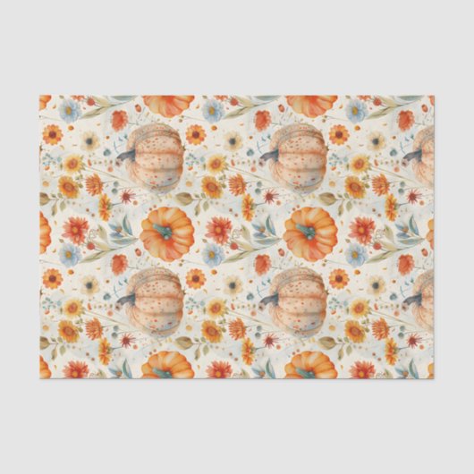 Herbstpumpen und Blume fallen Seidenpapier (Vorderseite)