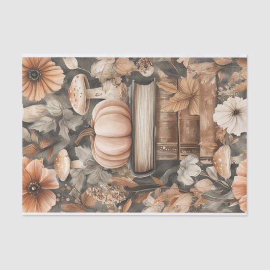 Herbstpumpen und Blume fallen Seidenpapier (Vorderseite)