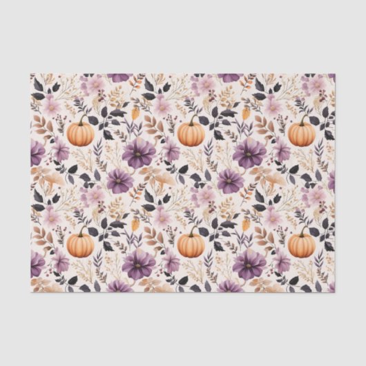Herbstpumpen und Blume fallen Seidenpapier (Vorderseite)