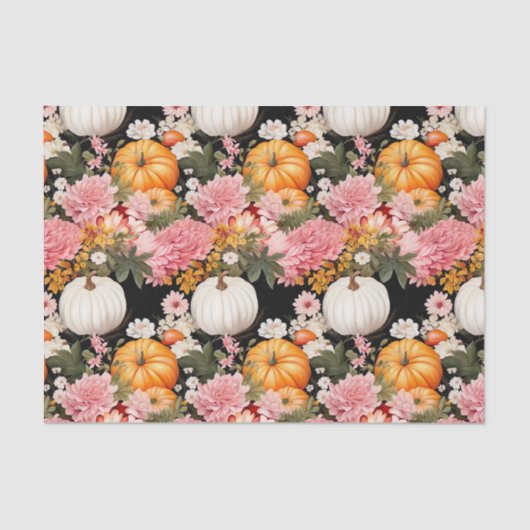 Herbstpumpen und Blume fallen Seidenpapier (Vorderseite)