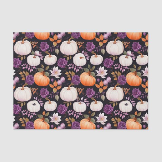 Herbstpumpen und Blume fallen Seidenpapier (Vorderseite)