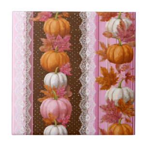 Herbstpumpen und Blumenspitzen Nahtloses Muster (2 Fliese