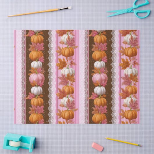 Herbstpumpen und Blumenspitzen Nahtloses Muster (2 Seidenpapier (Basteln)