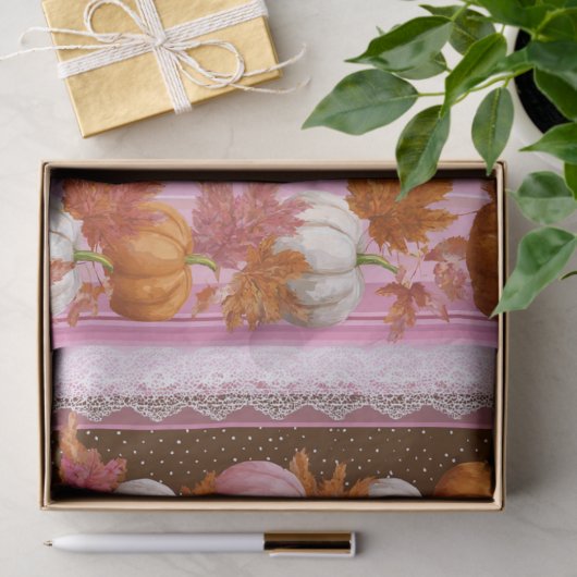 Herbstpumpen und Blumenspitzen Nahtloses Muster (2 Seidenpapier (Geschenk)