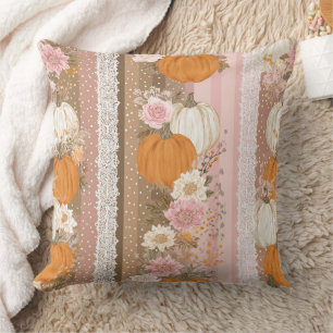 Herbstpumpen und Blumenspitzen Nahtloses Muster Kissen