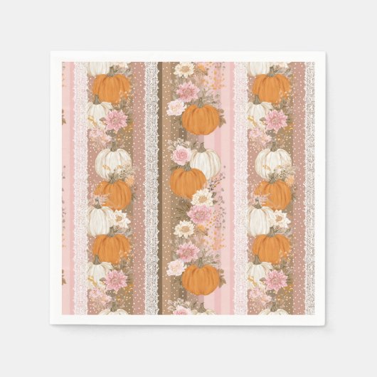 Herbstpumpen und Blumenspitzen Nahtloses Muster Serviette (Vorderseite)