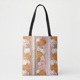 Herbstpumpen und Blumenspitzen Nahtloses Muster Tasche