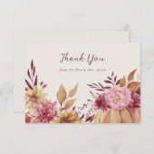 Herbstpumpen und Herbstfallen - Wildblumen flach Dankeskarte (Vorne/Hinten)