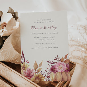 Herbstpumpen und Wildblumen Herbst Brautparty Einladung