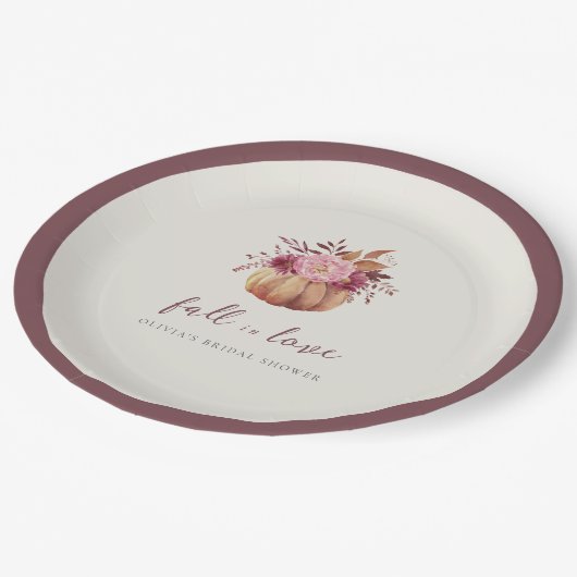 Herbstpumpen und Wildblumen Herbst Brautparty Pappteller (Schrägansicht)