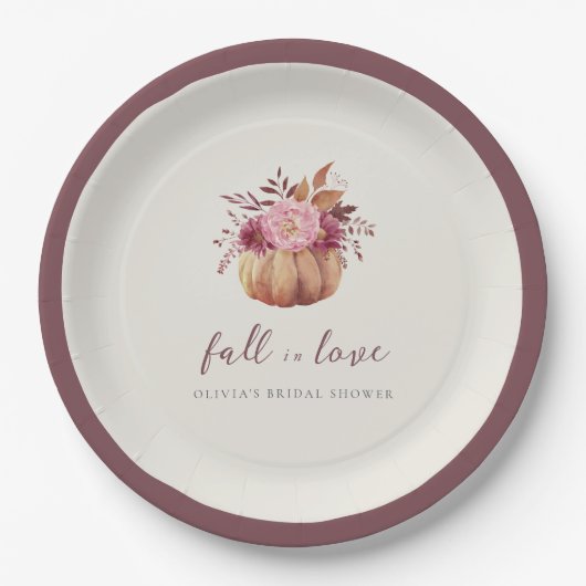 Herbstpumpen und Wildblumen Herbst Brautparty Pappteller (Vorderseite)
