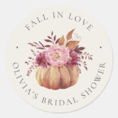 Herbstpumpen und Wildblumen Herbst Brautparty Runder Aufkleber (Vorderseite)