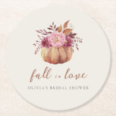 Herbstpumpen und Wildblumen Herbst Brautparty Runder Pappuntersetzer (Vorderseite)