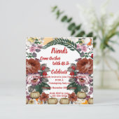 Herbstpumpen Wasserfarbe Rose Einladung (Stehend Vorderseite)