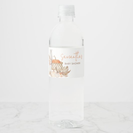 Herbstpumpenfall in Liebe Wasserflaschenetikett (Vorderseite)