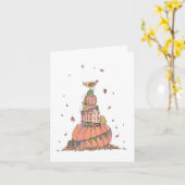 Herbstpumpenstapel mit Hühnerkarte Karte (Gelbe Blume)