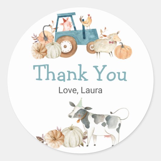 Herbstpumpenzüchter Tiertraktor Runder Aufkleber (Vorderseite)