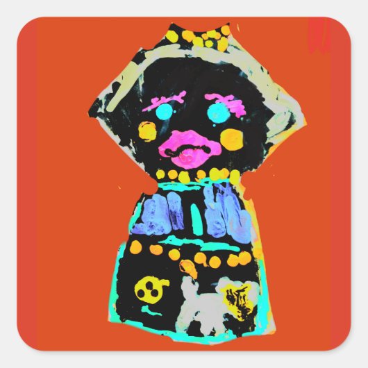 Herbstpuppe Quadratischer Aufkleber (Vorderseite)