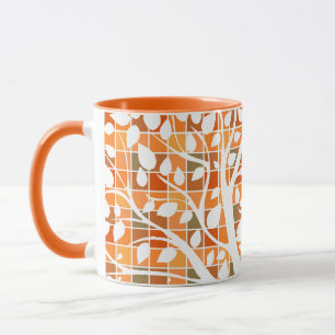 Herbstquadrate und Blätter Tasse