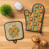 Herbstquilt Ofenhandschuh & Topflappen-Set (Oben Unten)