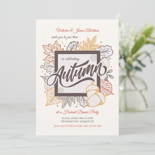 Herbstrahmen Einladung (Stehend Vorderseite)