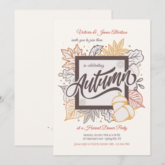 Herbstrahmen Einladung (Vorne/Hinten)