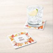 Herbstrahmen und Datum: Personalisierte Hochzeitss Rechteckiger Pappuntersetzer (Vor Ort)