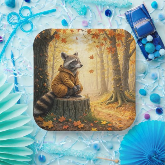 Herbstrasen auf Baumstumpf Pappteller (Party)