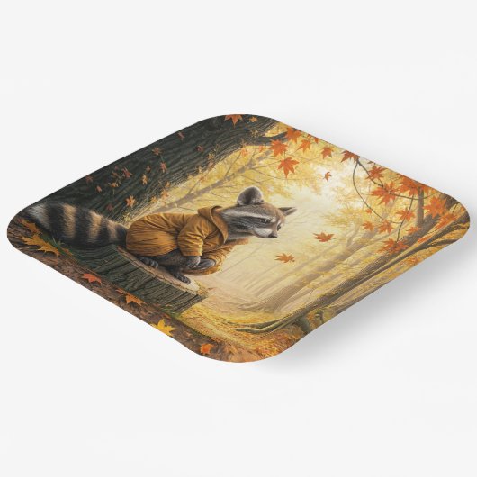 Herbstrasen auf Baumstumpf Pappteller (Gewinkelt)