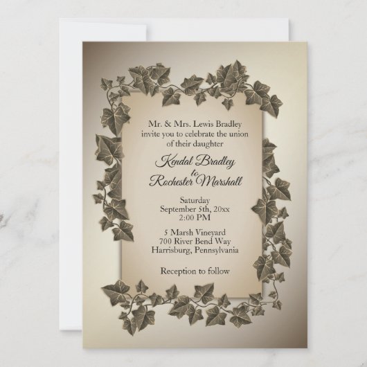 Herbstreben Hochzeitsfeier 5,5" x 7,5" Einladung (Vorderseite)