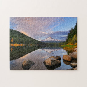Herbstreflektion des Monte Hood in Trillium Lake Puzzle