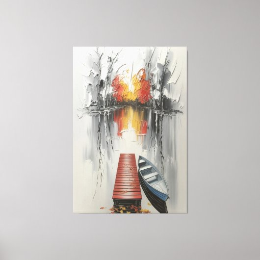 Herbstreflektion Dockside Leinwanddruck (Vorderseite)