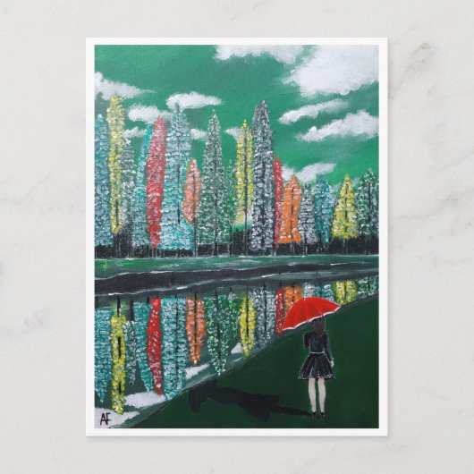 Herbstreflektion Gemälde von Alfred Fox Postkarte (Vorderseite)