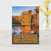 Herbstreflektionen auf einem Teich Erntedank Gebur Karte (Gelbe Blume)