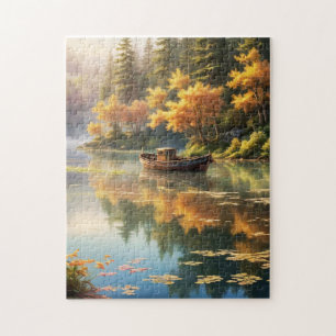 Herbstreflexionen auf blauem See Puzzle