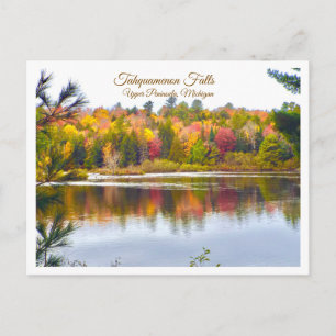 "HERBSTREFLEXIONEN BEI TAHQUAMENON FALLS, MICHIGAN POSTKARTE
